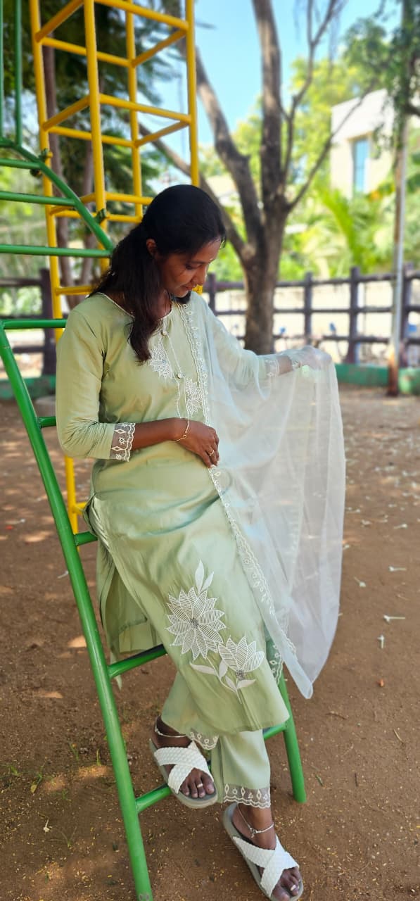 Vatikan Silk 3-Piece Set – Elegant Top, Pant & Dupatta Ensemble