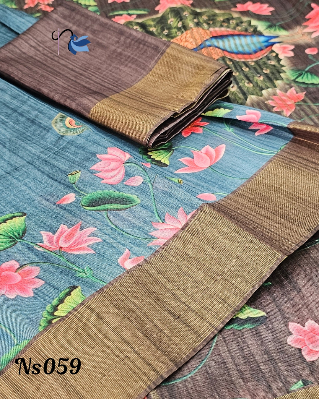 Pichwai pattern tussar silk saree