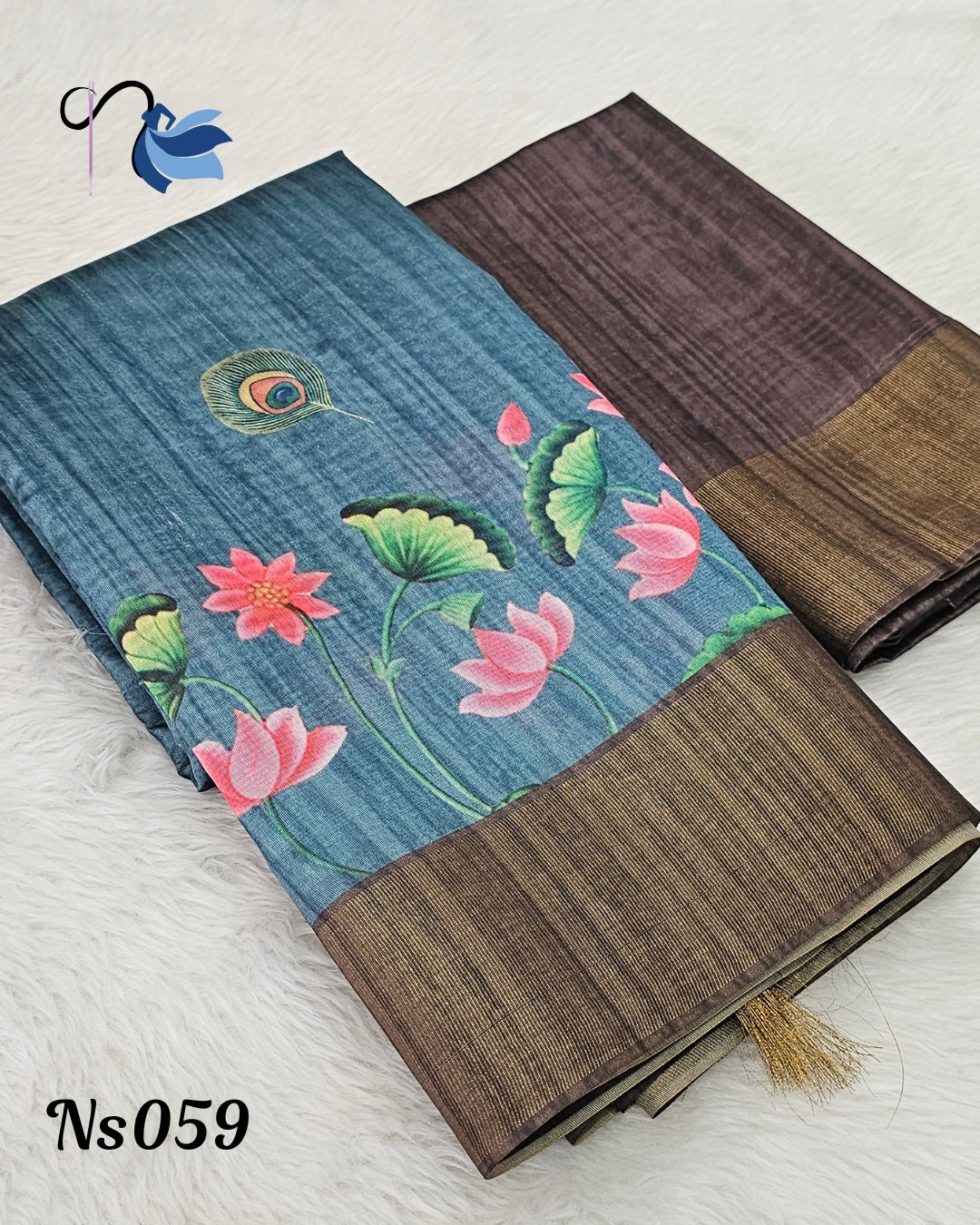 Pichwai pattern tussar silk saree