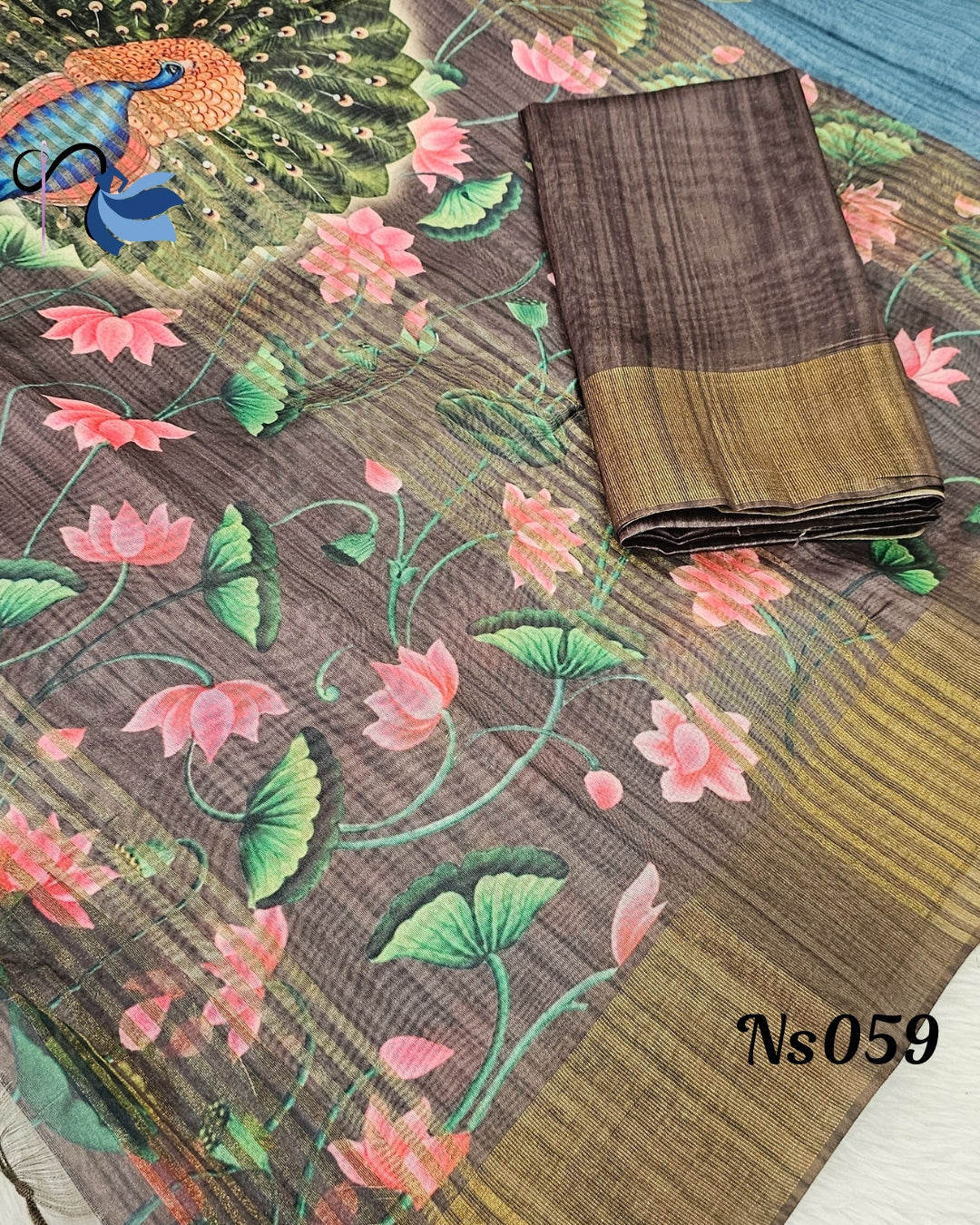 Pichwai pattern tussar silk saree