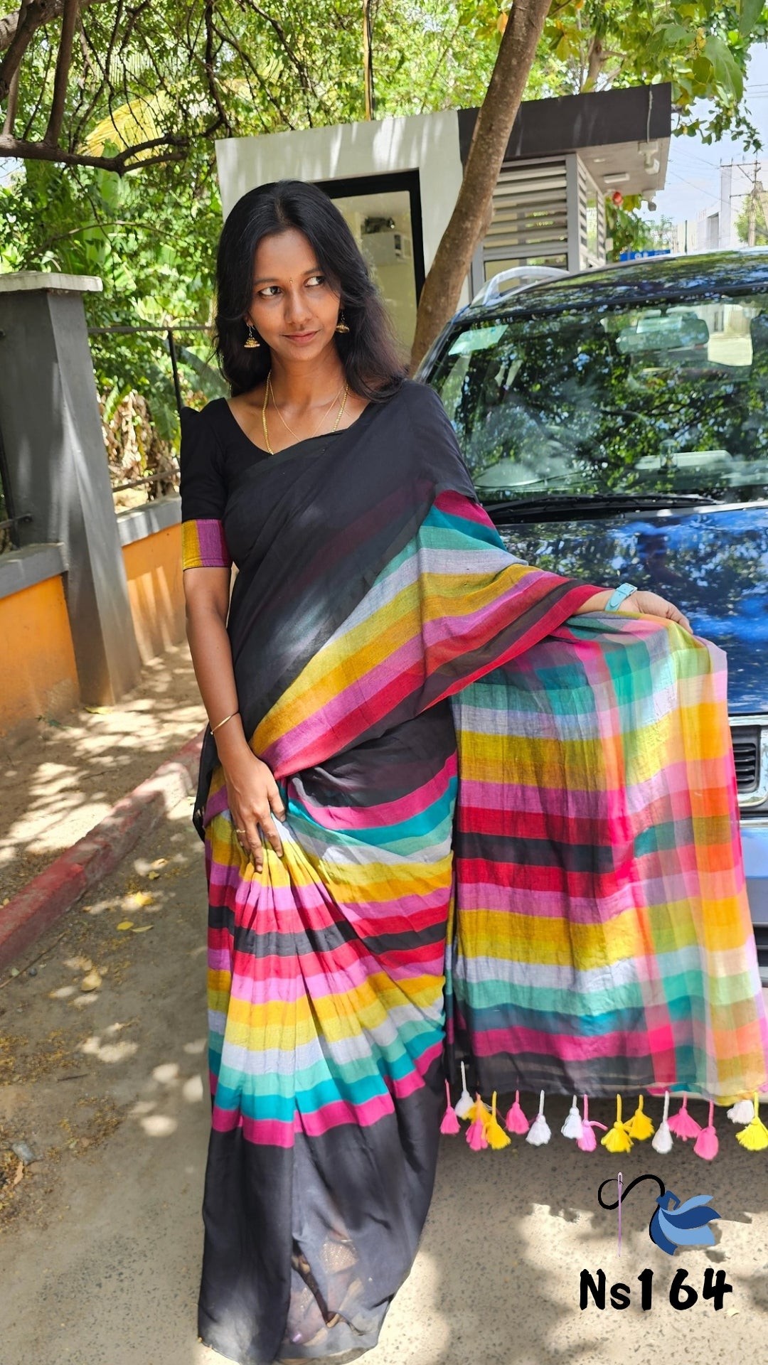 Rainbow Mul mul cotton saree